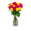 Kytice růžových a žlutých růží